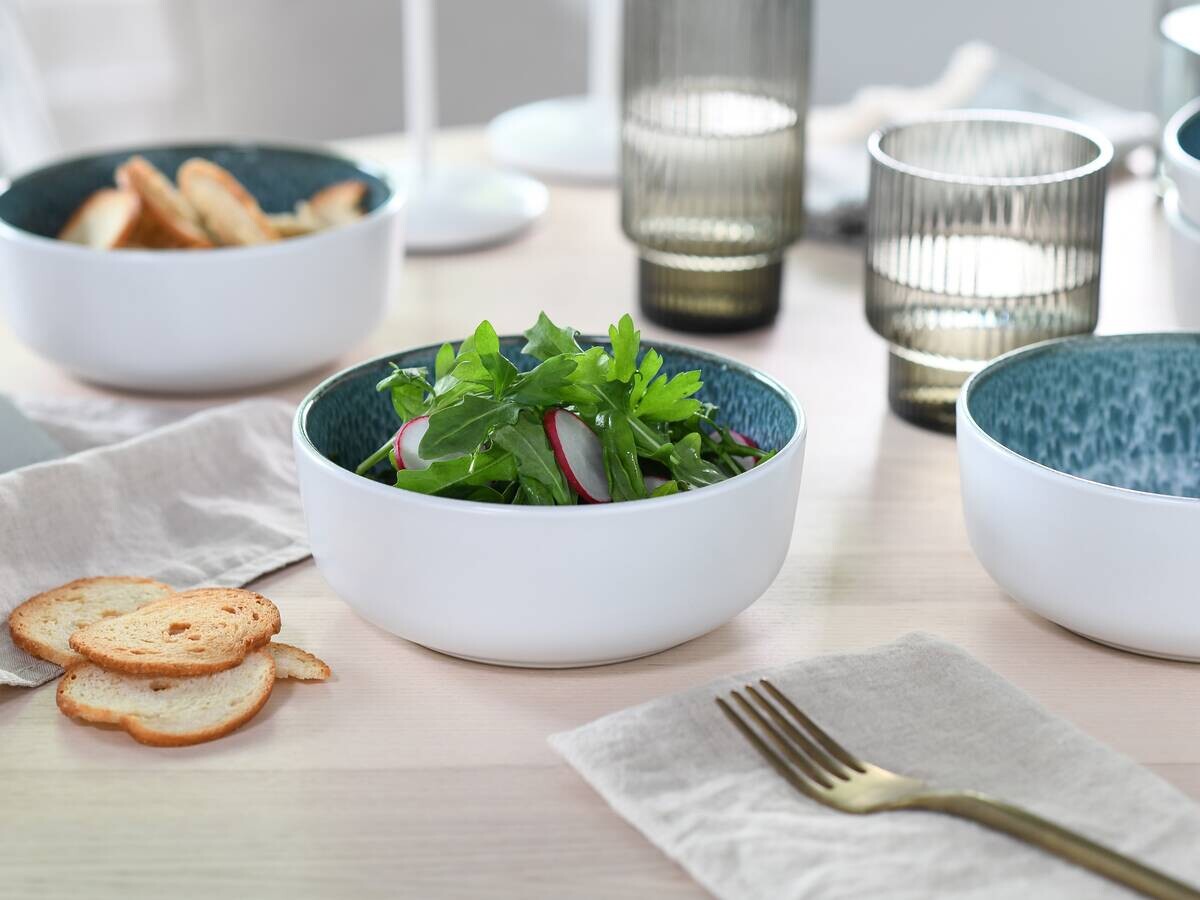 CreaTable Kombiservice Nordic Fjord eisblau Steinzeug 16 tlg.