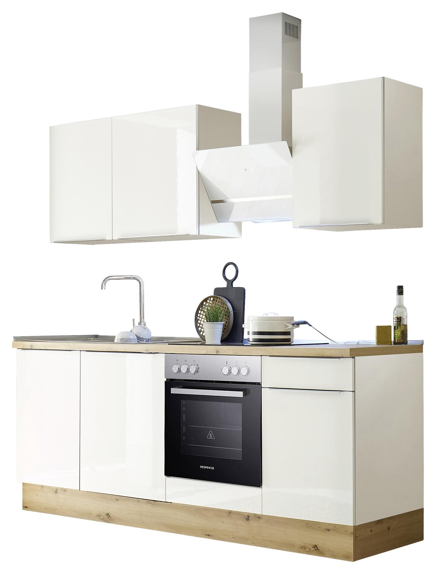 Respekta Küchenblock Marleen weiß Hochglanz B/H/T: ca. 220x211x60 cm