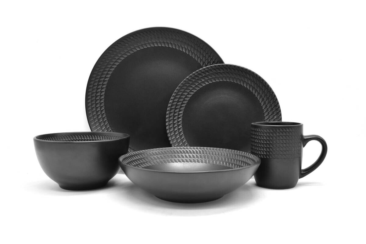 ECHTWERK Kombiservice BlackStyle schwarz Steingut 30 tlg.