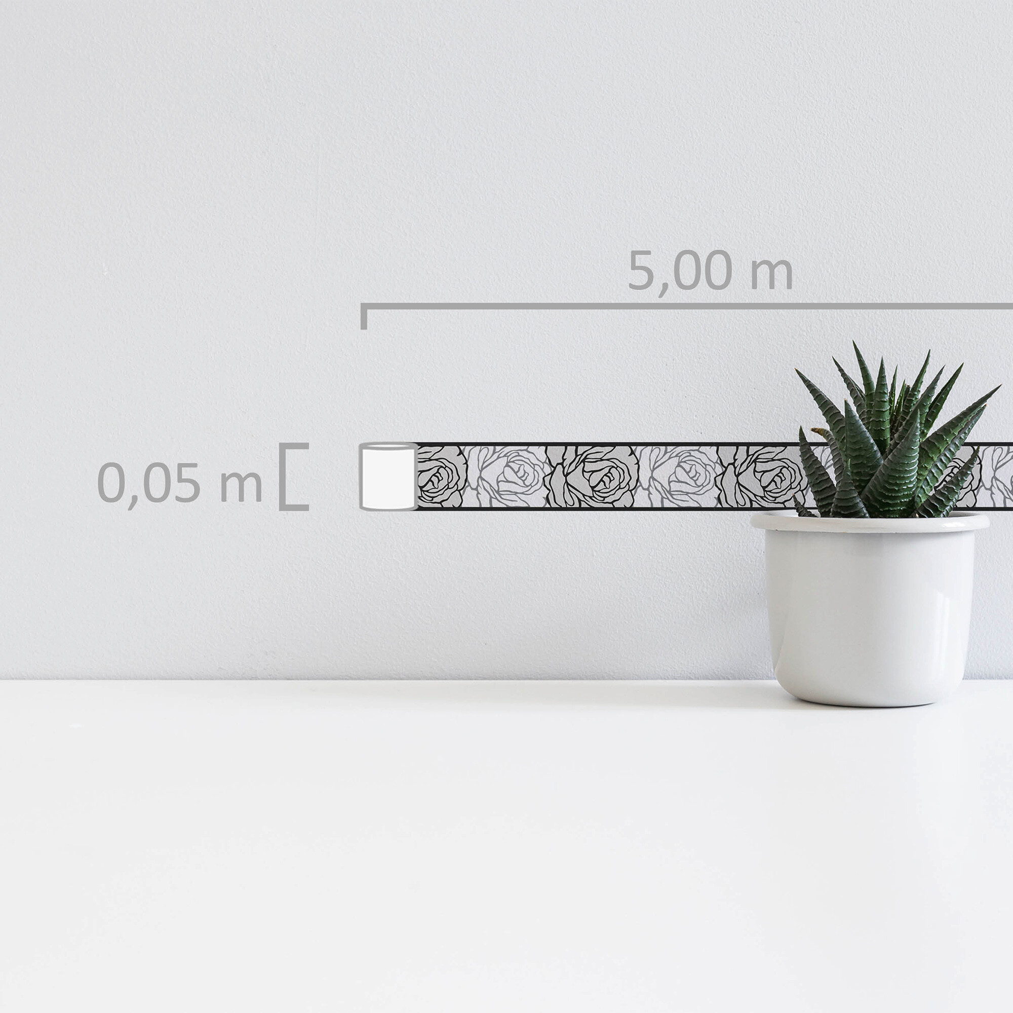 A.S.Creation Bordüre grau schwarz weiß B/H/D: ca. 5x500x5,5 cm