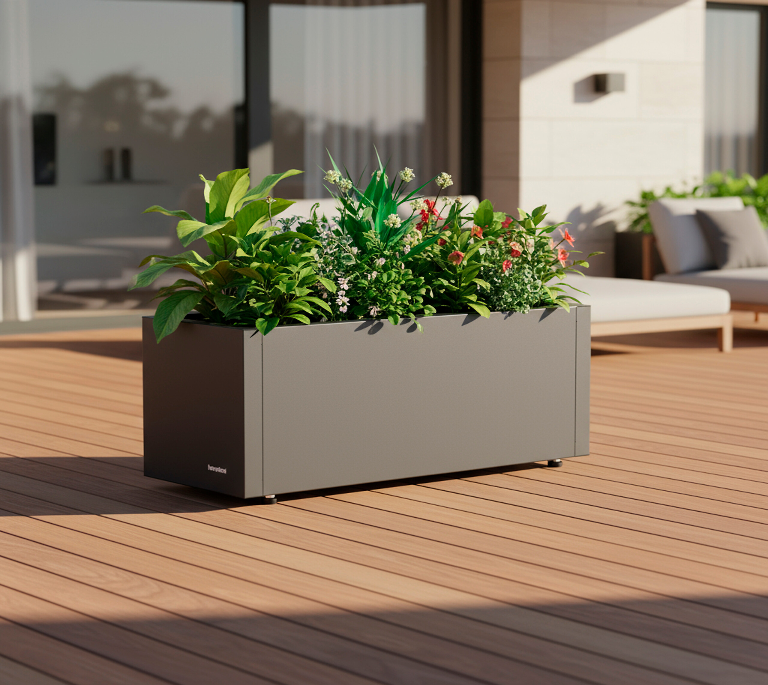 Herstera Garden Pflanzkübel Cube anthrazit Metall B/H/L: ca. 60x25x25 cm