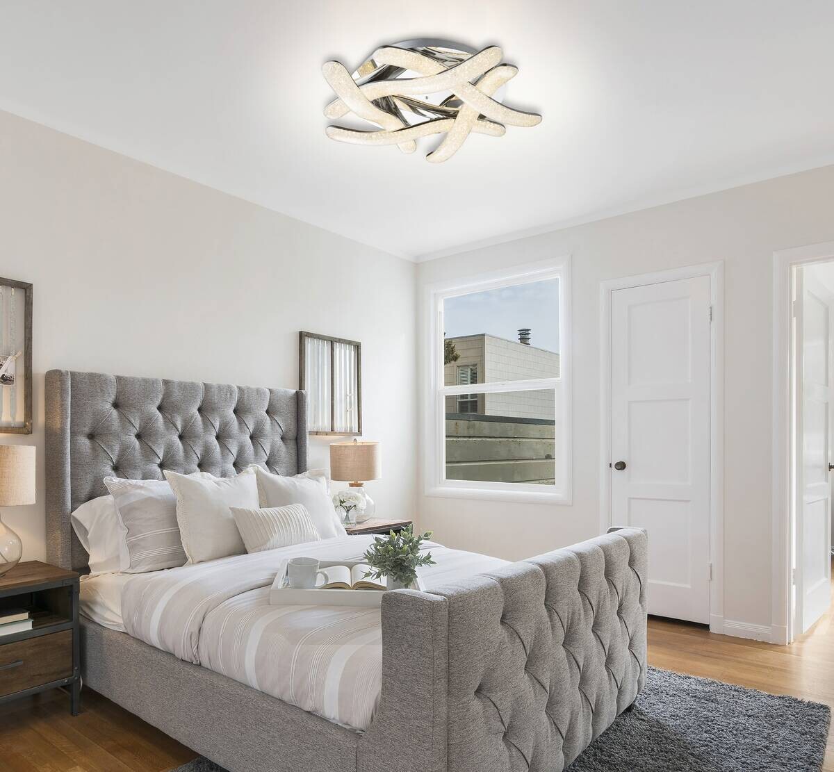 POCOline LED-Deckenleuchte Lio Chrom Metall Acryl B/H/L: ca. 54x11,5x54 cm