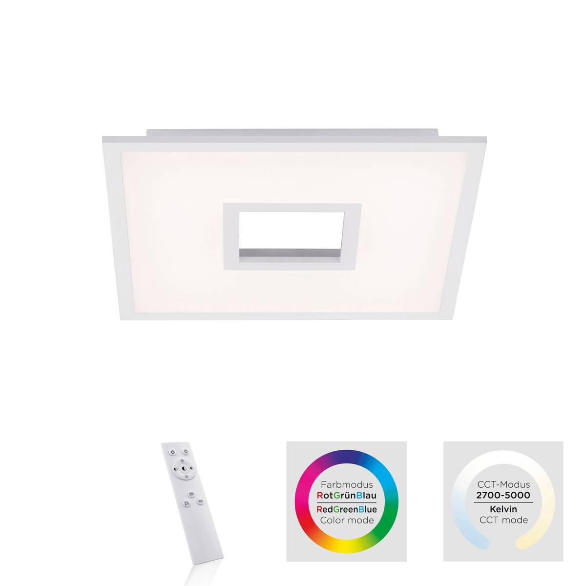 Just Light LED-Deckenleuchte RECESS 11645-16 weiß Kunststoff Metall B/H/T: ca. 45x5x45 cm 1 Brennstellen