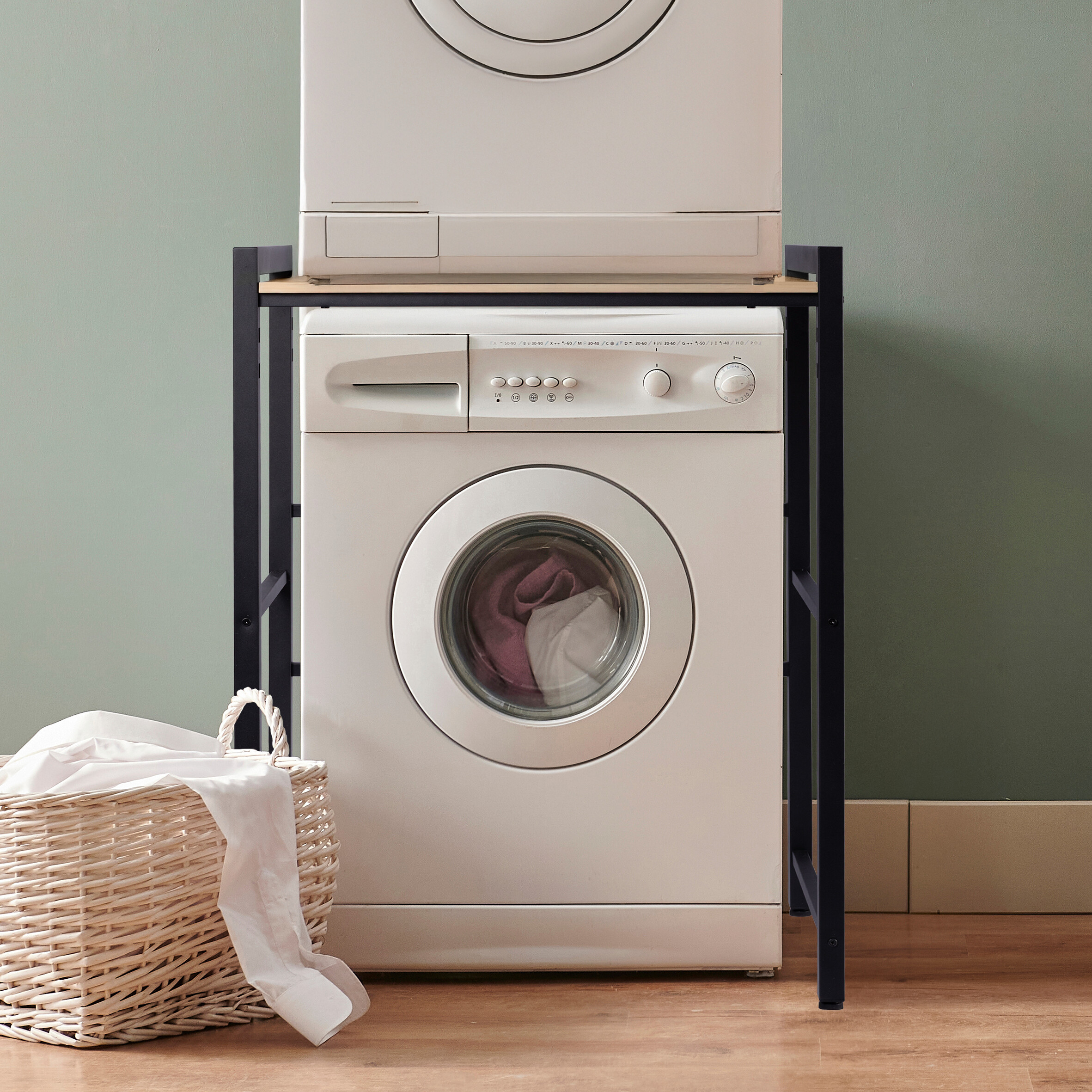 Waschmaschinenregal schwarz Stahl