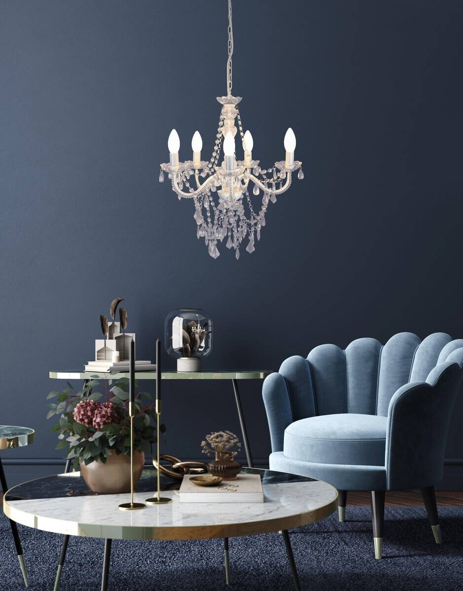 Näve Leuchten Pendelleuchte 8009323 weiß Metall Kunststoff B/H/T: ca. 52x85x52 cm E14 5 Brennstellen