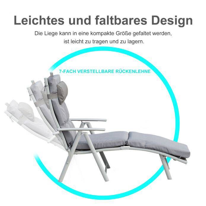 Outsunny Sonnenliege grau Metall B/H/L: ca. 64x101x180 cm