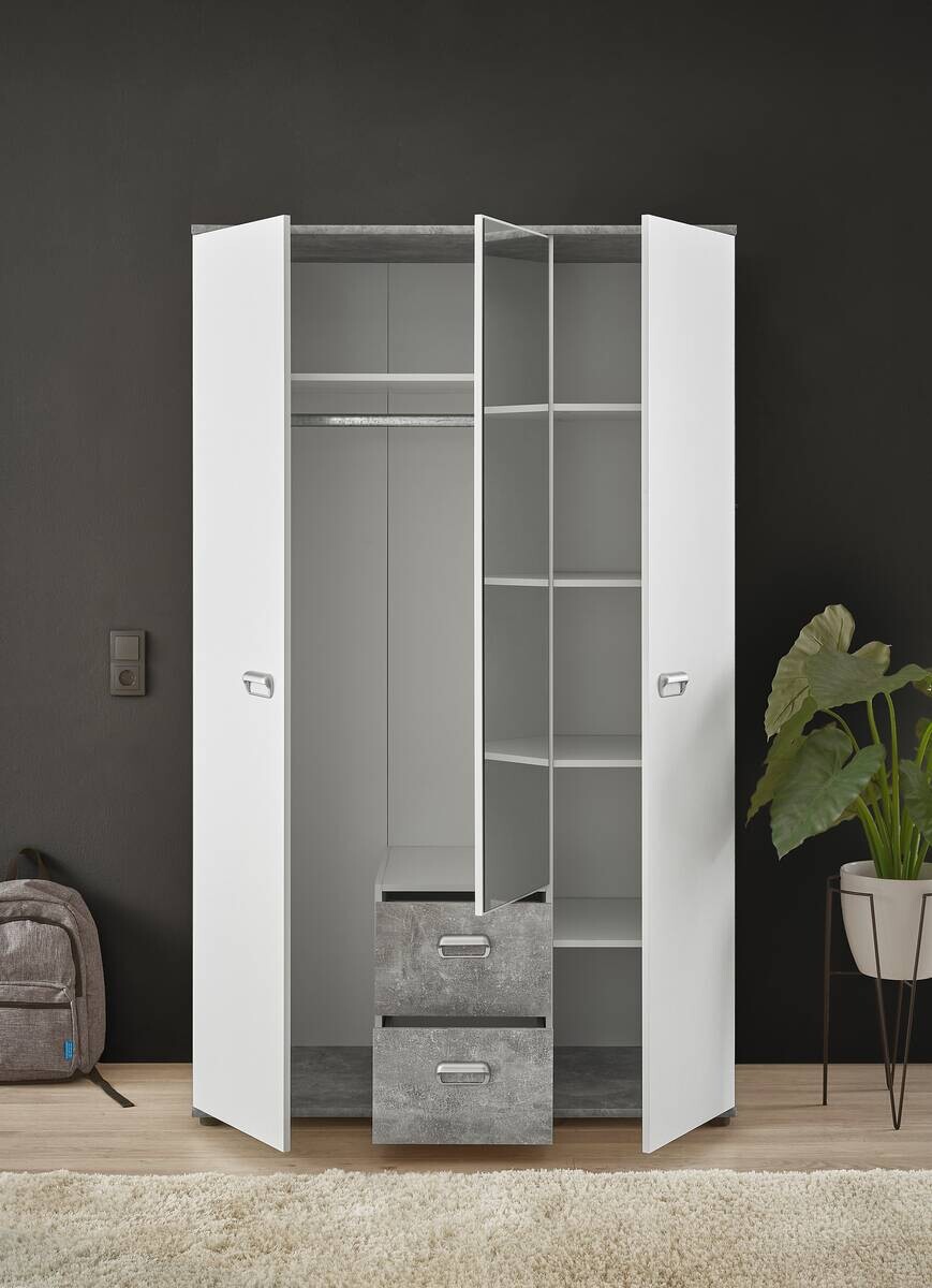 Kleiderschrank Matino Beton B/H/T: ca. 115x191x53 cm