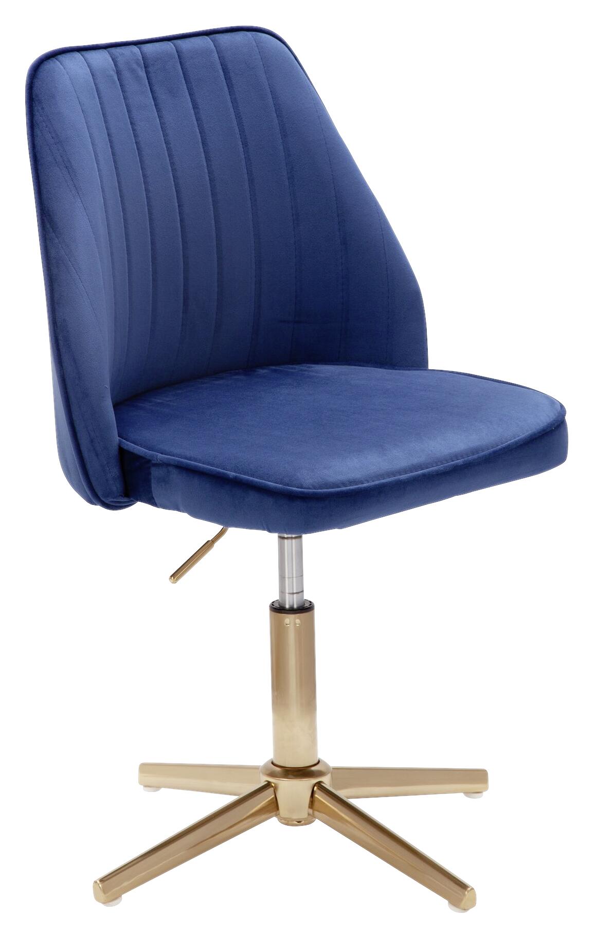 Drehstuhl blau Samt Eisen