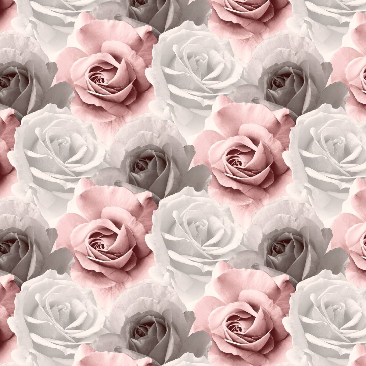 UGEPA Papiertapete Rosen rosa grau B/L: ca. 53x1005 cm