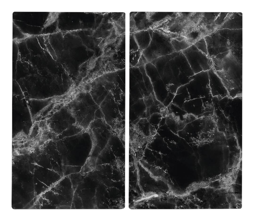 Zeller Herdabdeck-/Schneideplattenset Marmor Marmoroptik Glas B/H/L: ca. 30x0,8x52 cm