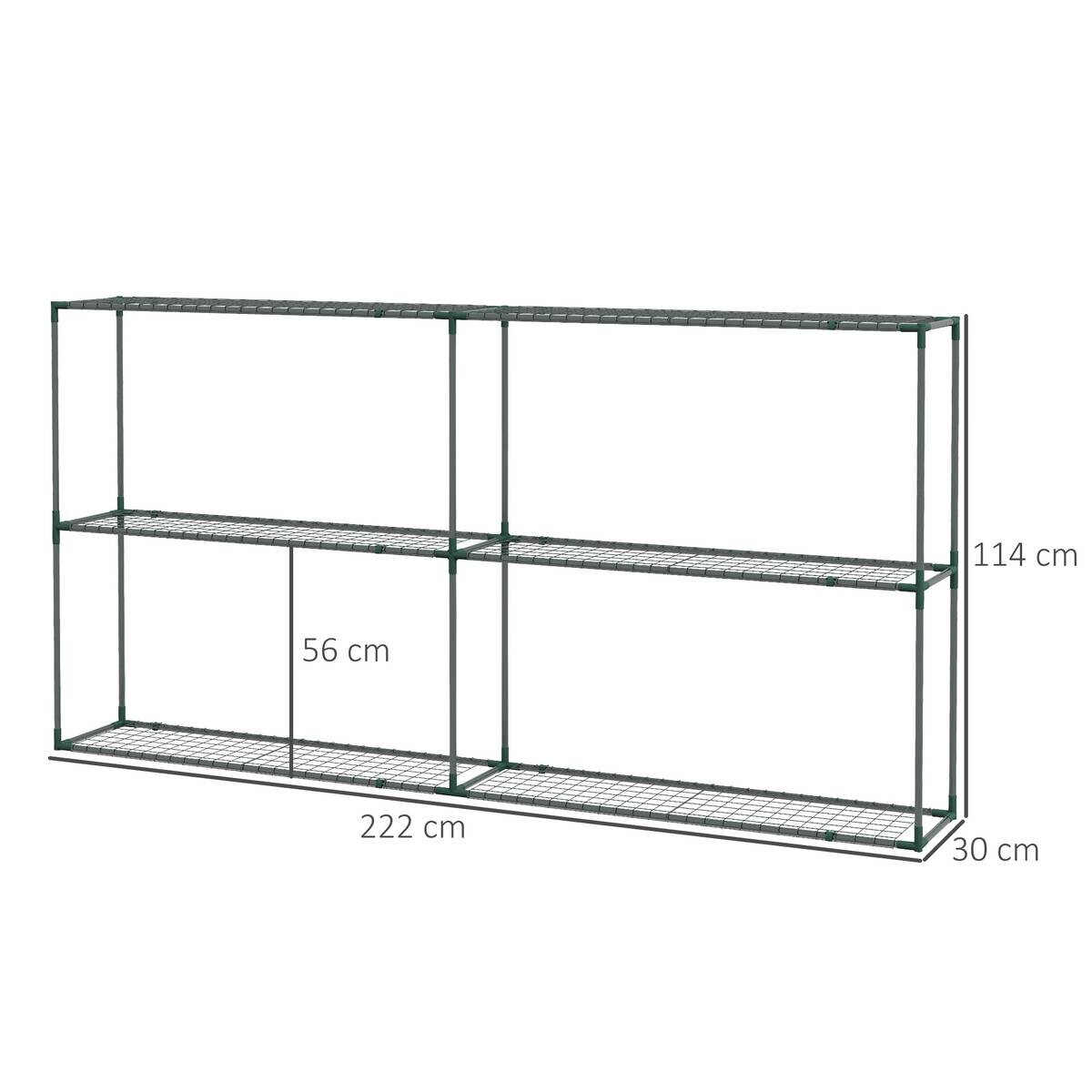 Outsunny Gartenregal dunkelgrün Edelstahl B/H/L: ca. 30x222x114 cm