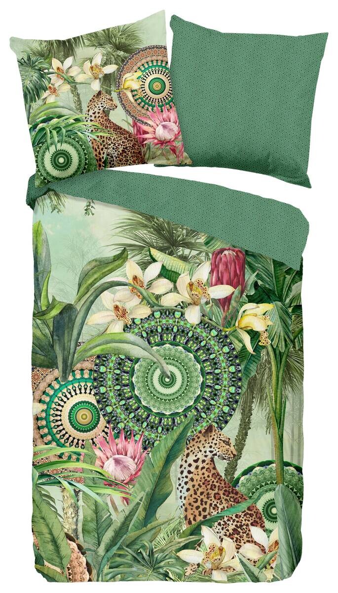 Baumwoll Bettwäsche Abhita Satin grün Baumwolle B/L: ca. 155x220 cm