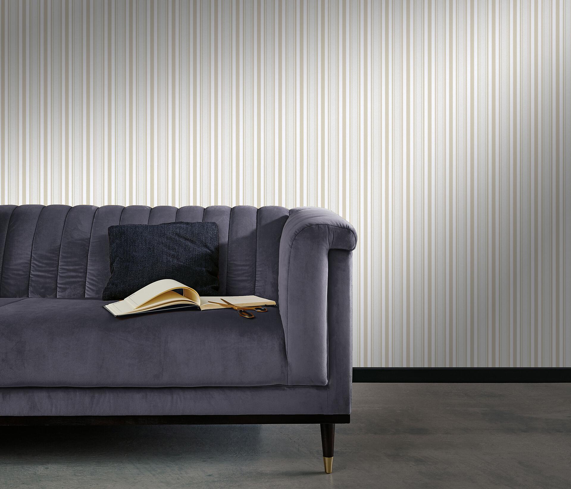 Vliestapete Streifen grau weiß B/L: ca. 53x1005 cm