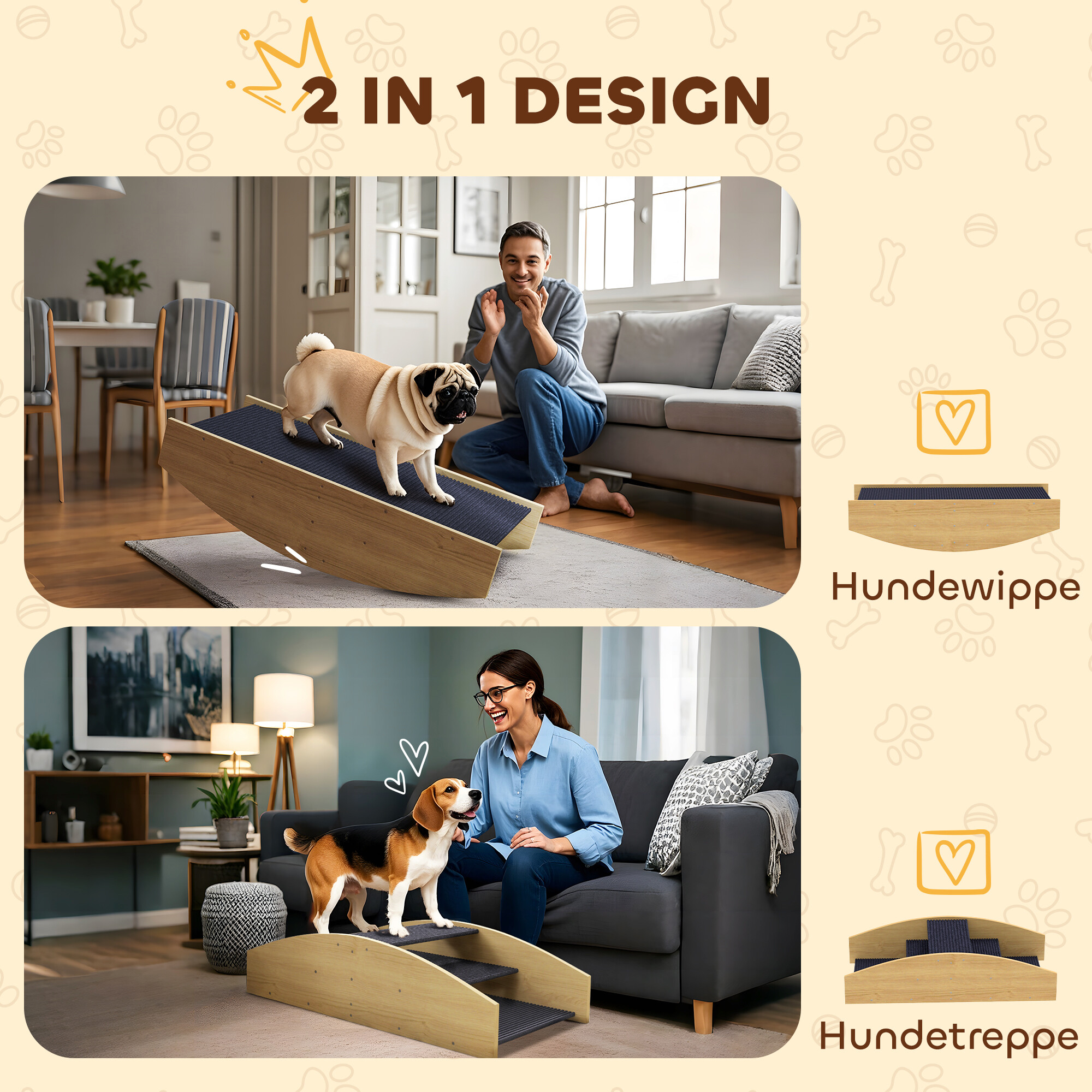 PawHut Hundewippe Holzoptik Holz B/H/L: ca. 39,5x20x80 cm