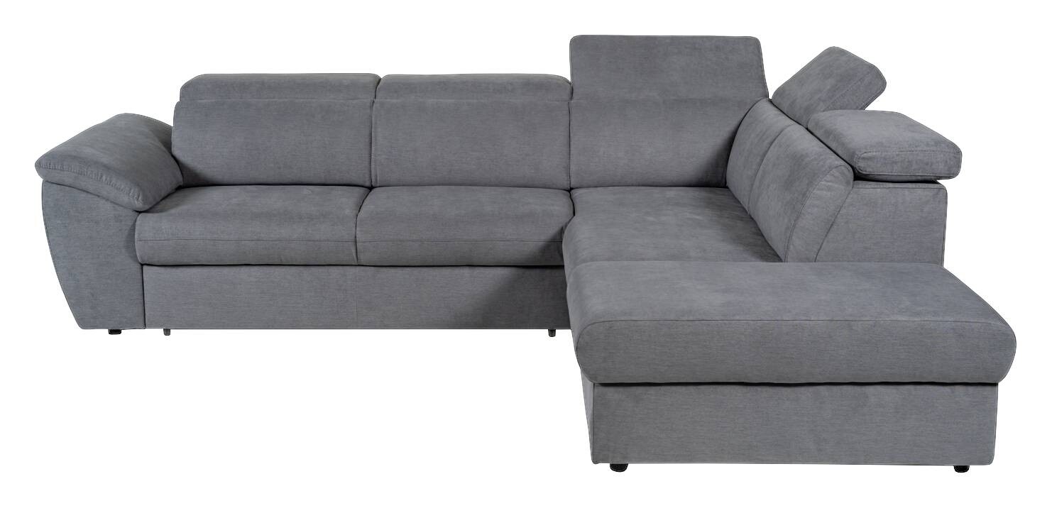 Ecksofa mit Bettfunktion und Bettkasten titanfarbig