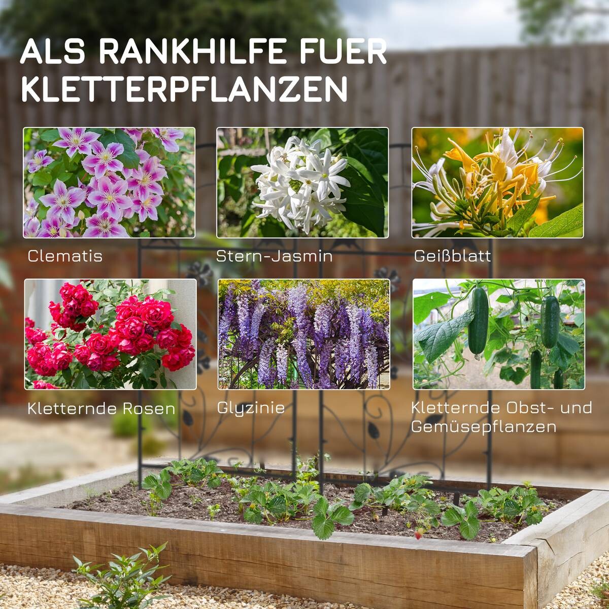 Outsunny Rankhilfe 2-teilig schwarz B/H/L: ca. 0,8x98x38 cm