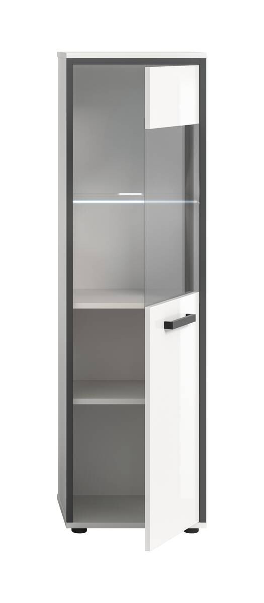 Midischrank KOJAK weiß Hochglanz anthrazit grau B/H/T: ca. 40x139x34 cm