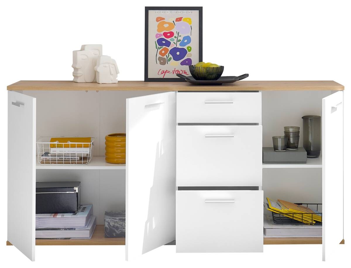 Sideboard BC 1035 weiß Eiche Artisan Nachbildung B/H/T: ca. 180x86x38 cm