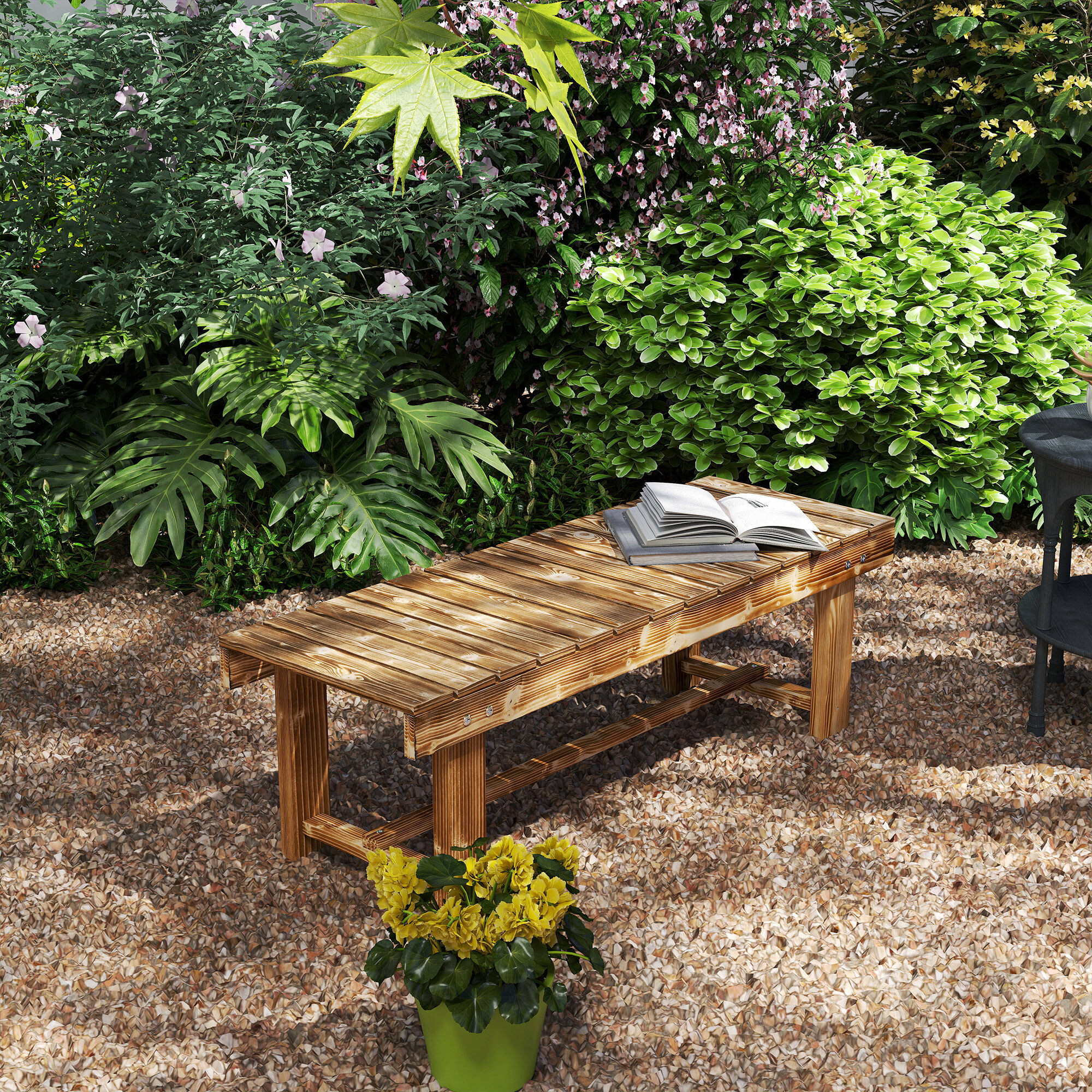 Outsunny Gartenbank braun Holz B/H/L: ca. 38x35x110 cm