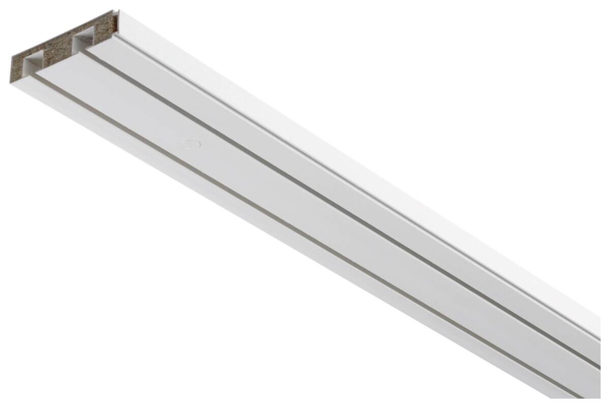 Boviva Gardinenschiene mit Holzkern weiß Holz L: ca. 150 cm 2.0 Läufe