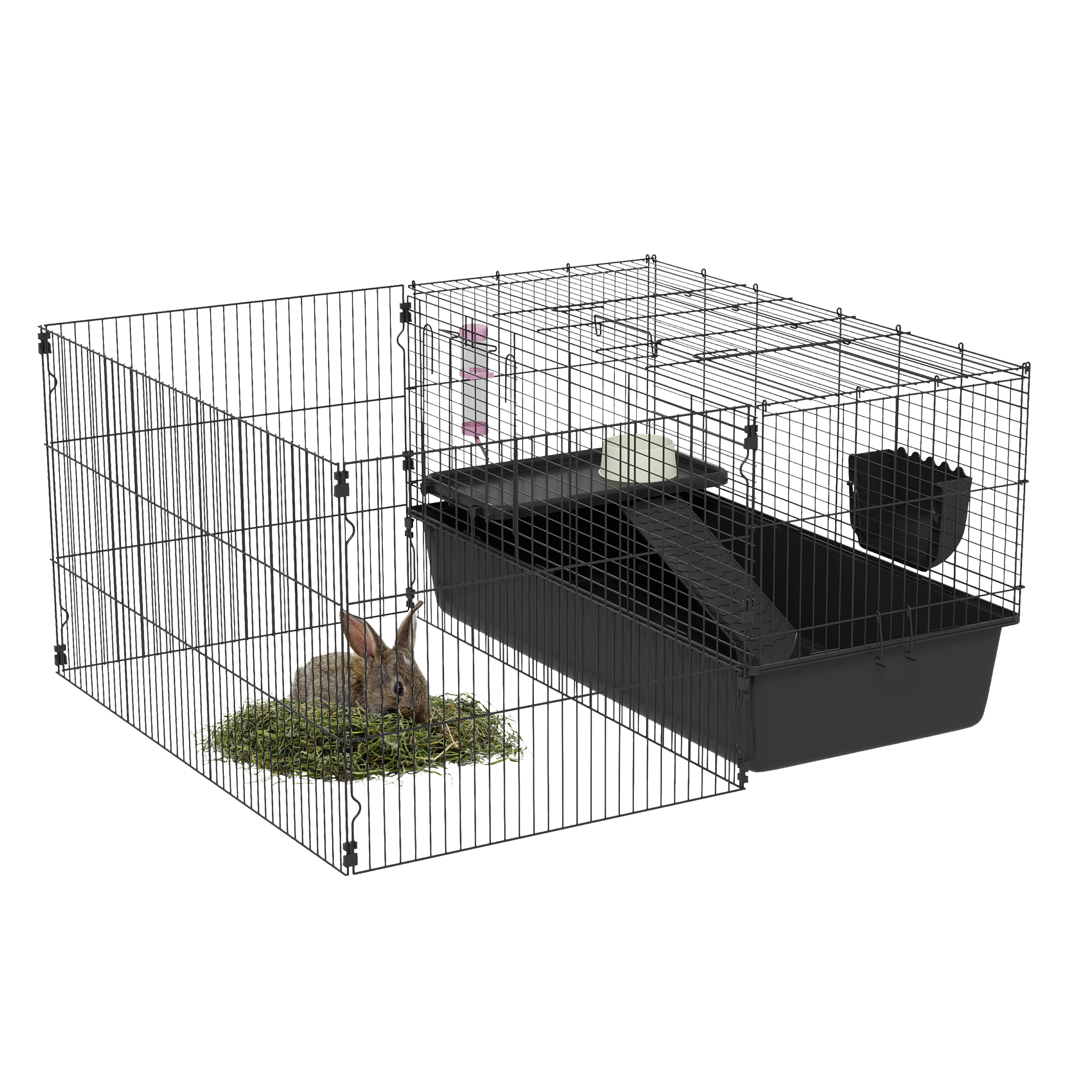 PawHut Kleintierkäfig schwarz Stahl B/H/L: ca. 99x54x112,5 cm