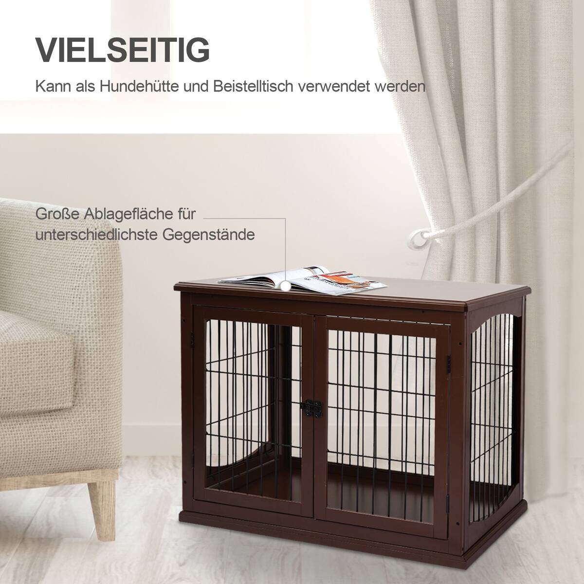 PawHut Hundekäfig braun Metall B/H/L: ca. 81x66x58,5 cm