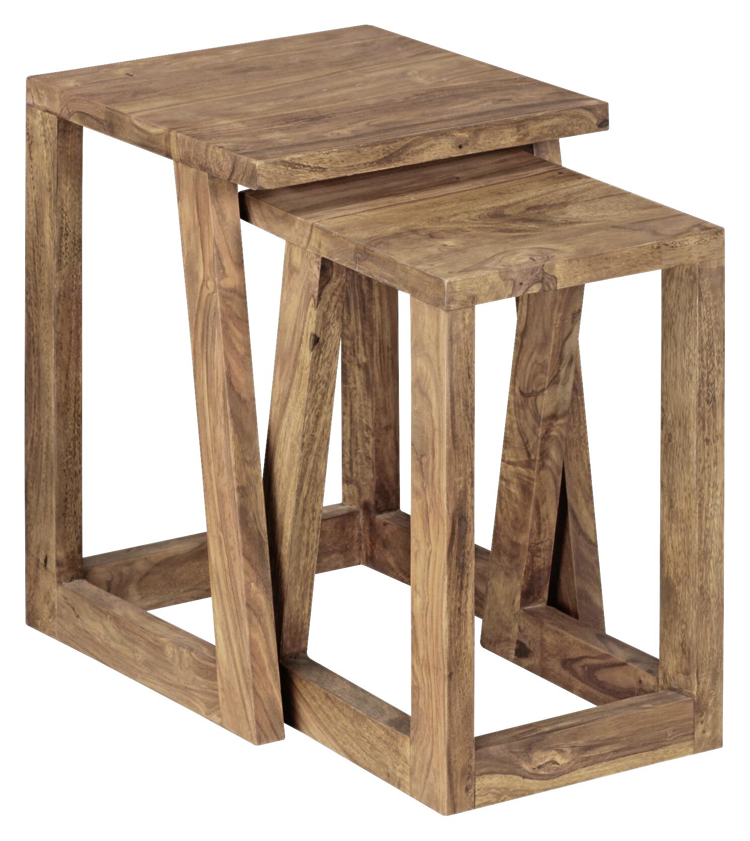 Beistelltisch 2er-Set natur Echtholz