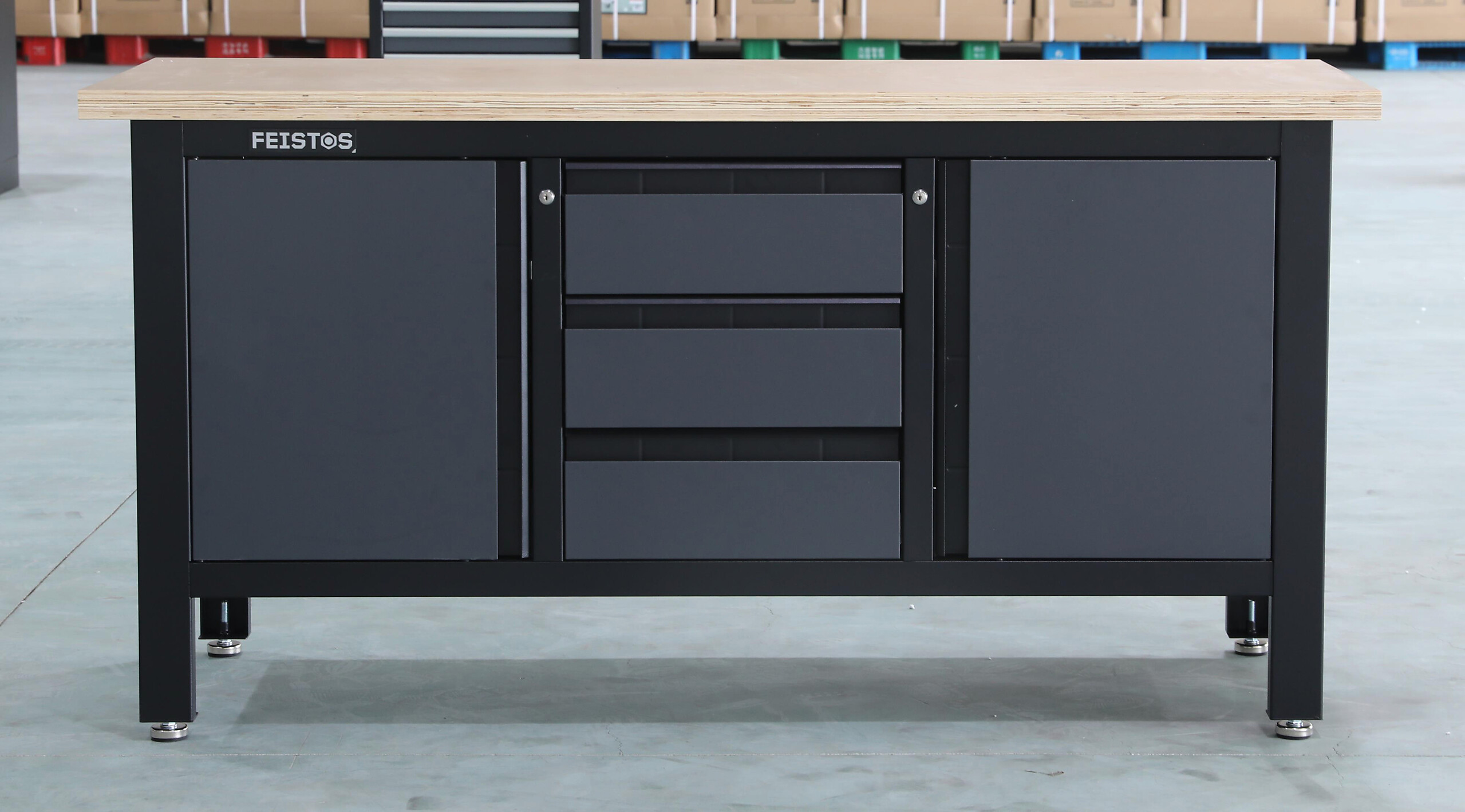 Feistos Werkbank Heros schwarz Metall B/H/L: ca. 169x87x60 cm