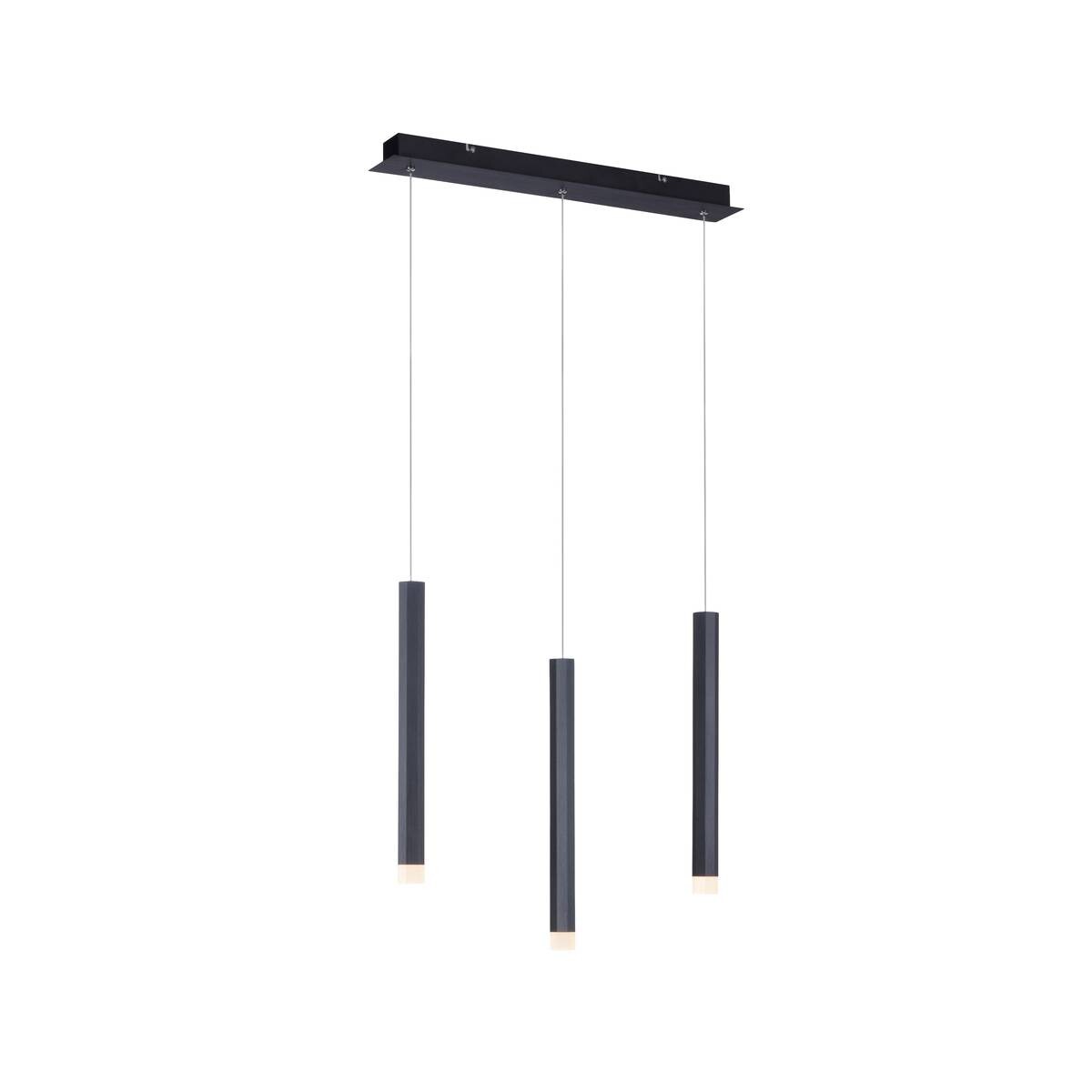 Just Light LED-Pendelleuchte BRUNO 15203-18 schwarz Eisen Aluminium B/H/T: ca. 55x120x8 cm 3.0 Brennstellen