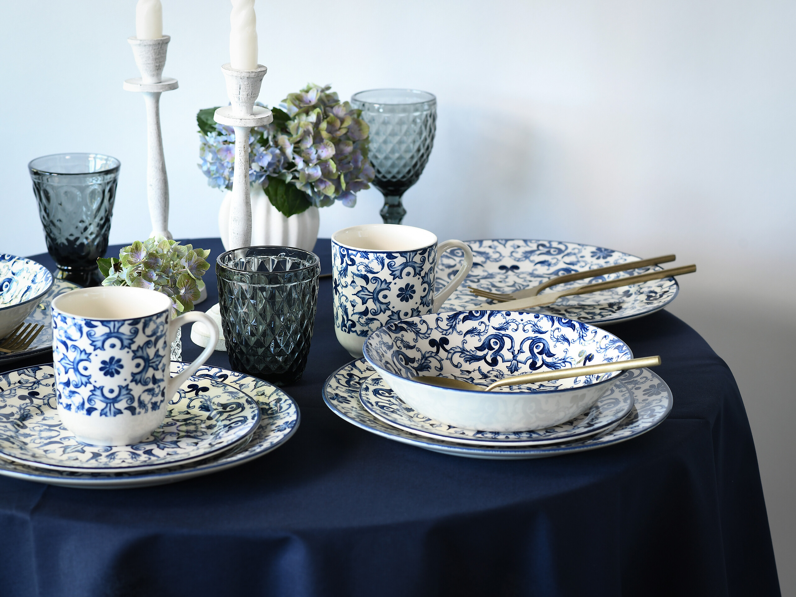 CreaTable Kombiservice Fresco blau Steingut 16 tlg.