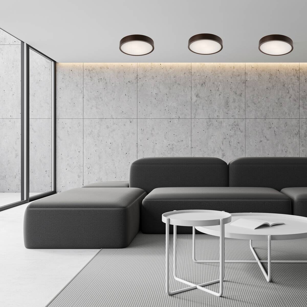 Lamkur Deckenleuchte dunkelbraun Glas Holz B/H/L: ca. 38,5x12x38,5 cm 2 Brennstellen