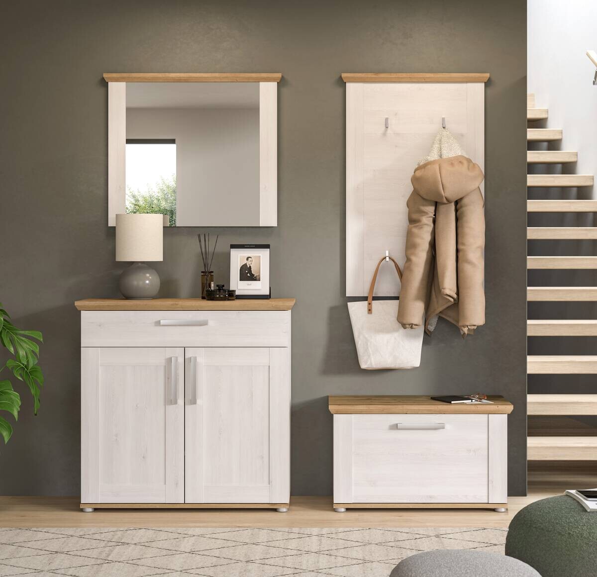 Garderobe Verona Sibiu Lärche Nachbildung Eiche Artisan Nachbildung B/H/T: ca. 190x196x39 cm