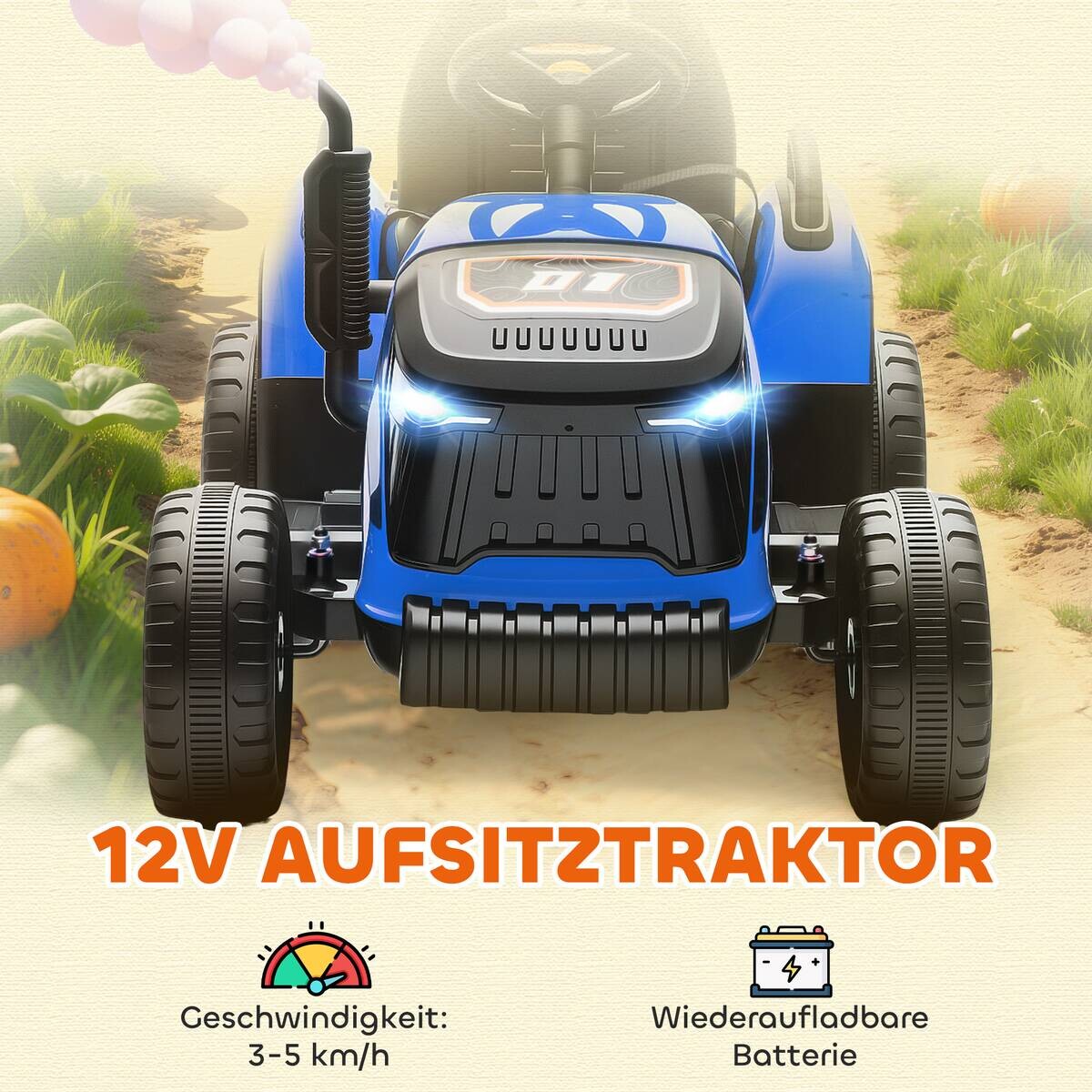 AIYAPLAY Elektrischer Traktor blau B/H/L: ca. 58x55x139 cm
