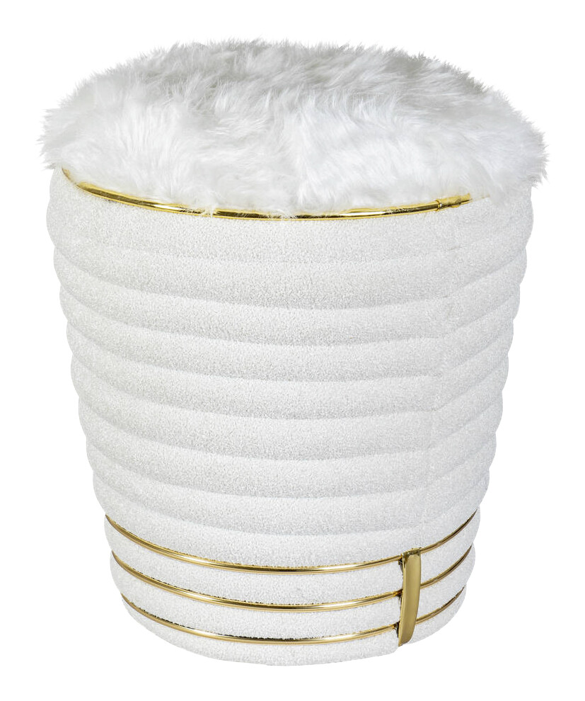 360 Living Hocker Doric 310 weiß gold H/D: ca. 50x42 cm