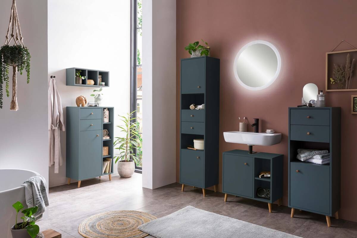 Midischrank Bjarne Fjordblau B/H/T: ca. 60,2x113,4x33 cm