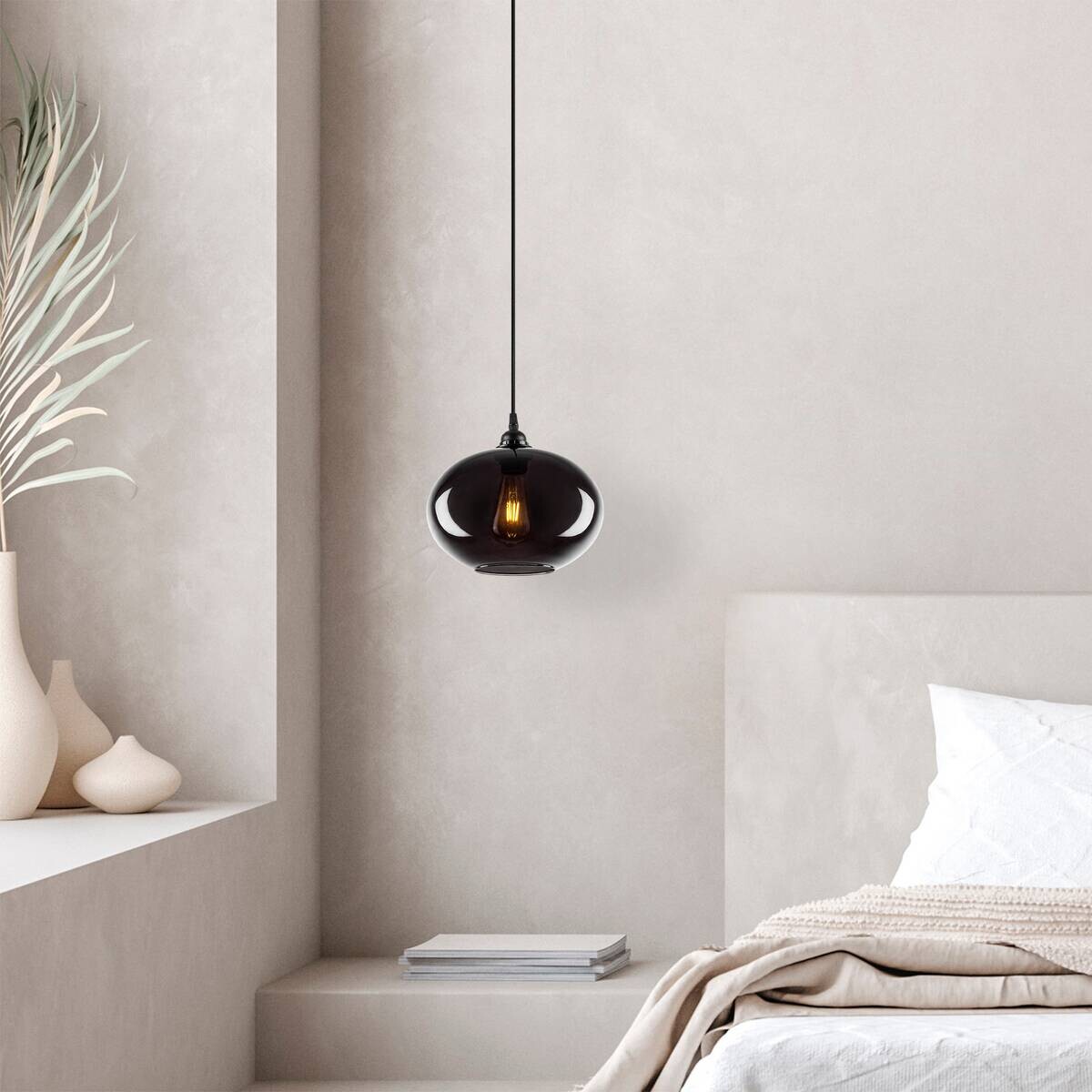 Opviq Pendelleuchte Smoked Rauch Metall Glas B/H/T/L/D: ca. 27x120x27x27x27 cm E27 1 Brennstellen