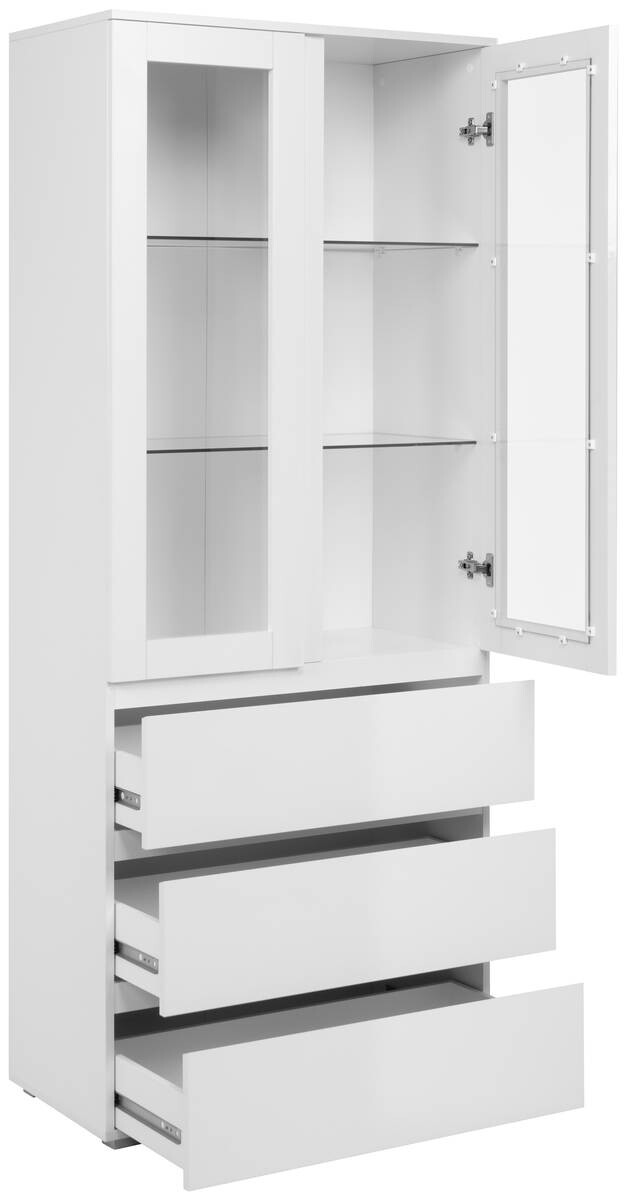 Vitrine Capetown weiß weiß glänzend B/H/T: ca. 80x191x40 cm