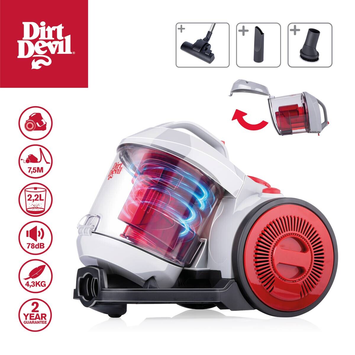 Dirt Devil Bodenstaubsauger DD2503 weiß rot