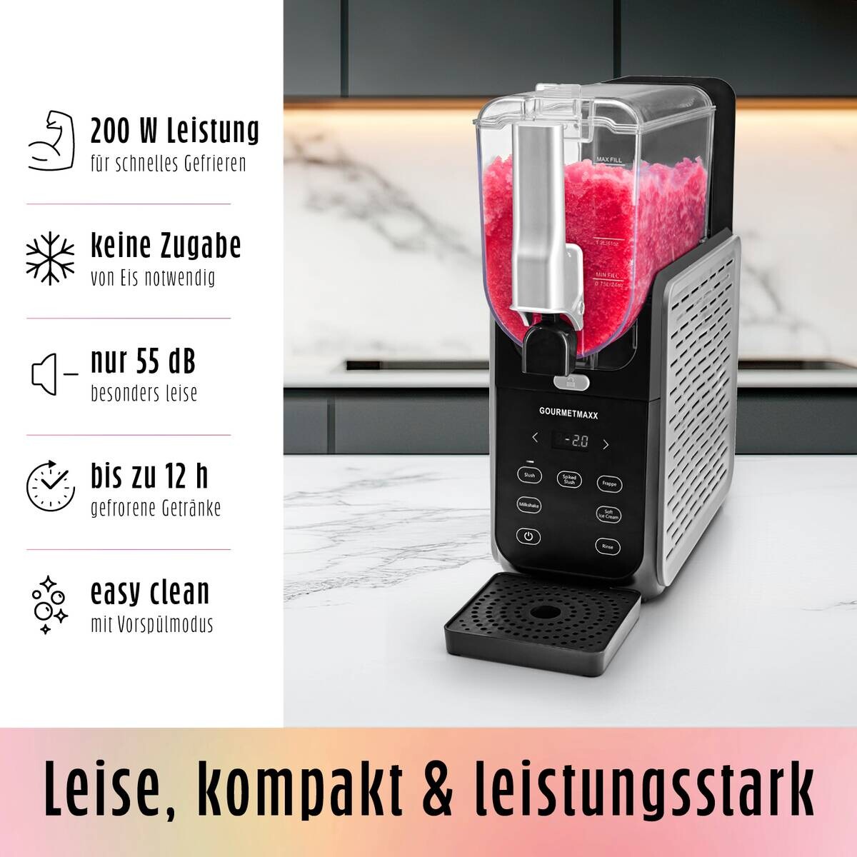 GOURMETmaxx Slushy Ice Maker 19174 schwarz Kunststoff B/H/L: ca. 23x50,5x50 cm