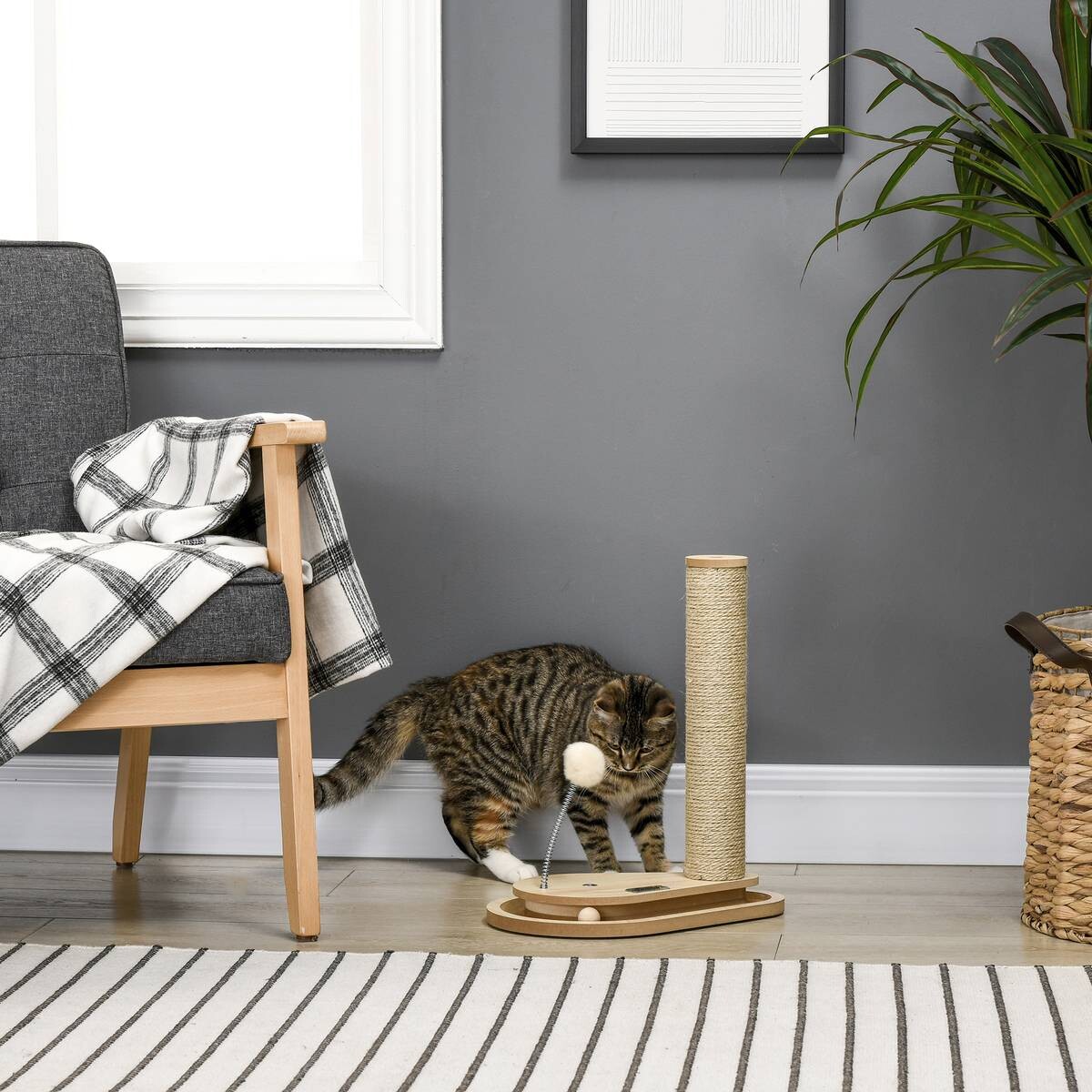 PawHut Kratzbaum Eiche Spanplatte B/H/L: ca. 23x40x35 cm