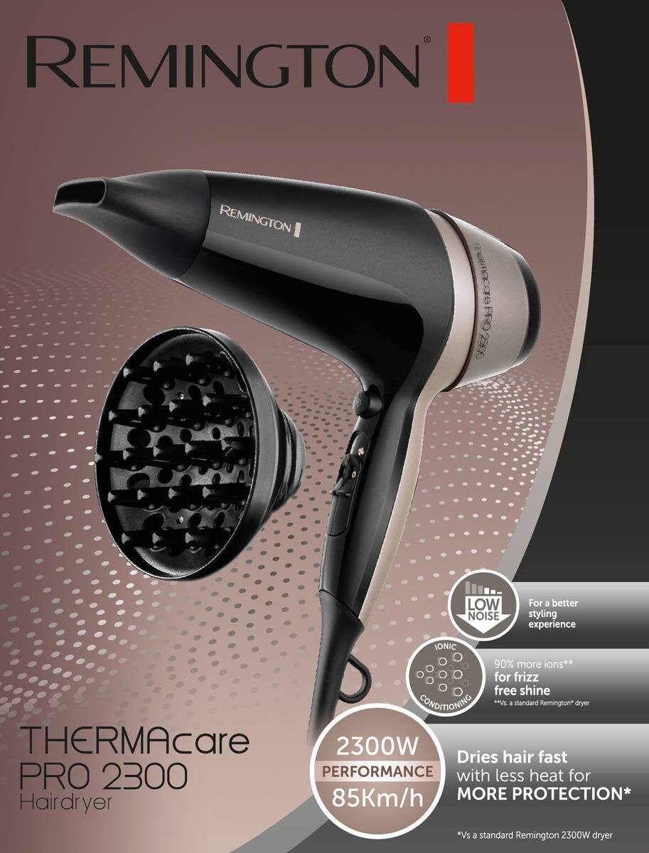 REMINGTON Haartrockner D5715 schwarz bronze Kunststoff B/H/T: ca. 20x29x21 cm