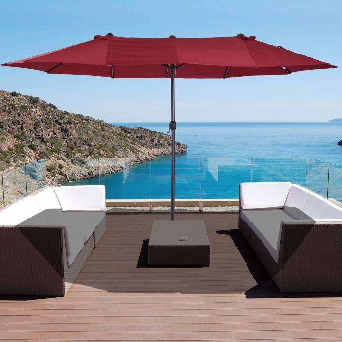 Outsunny Marktschirm weinrot Metall B/H/L: ca. 270x240x460 cm