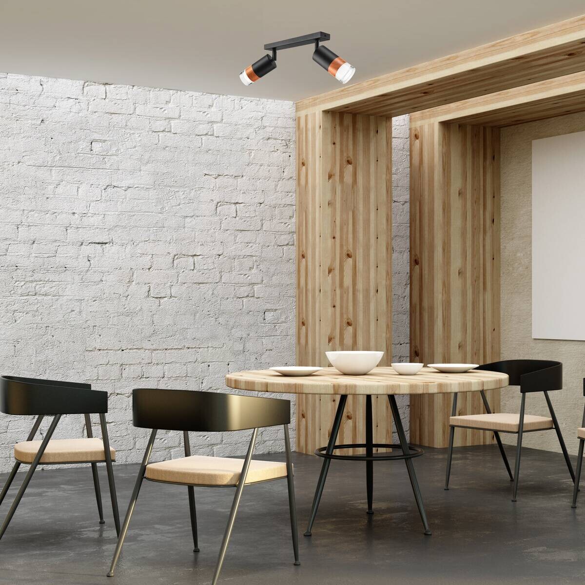 Lamkur Deckenleuchte schwarz Glas Stahl B/H/L: ca. 8x19x30 cm 2 Brennstellen