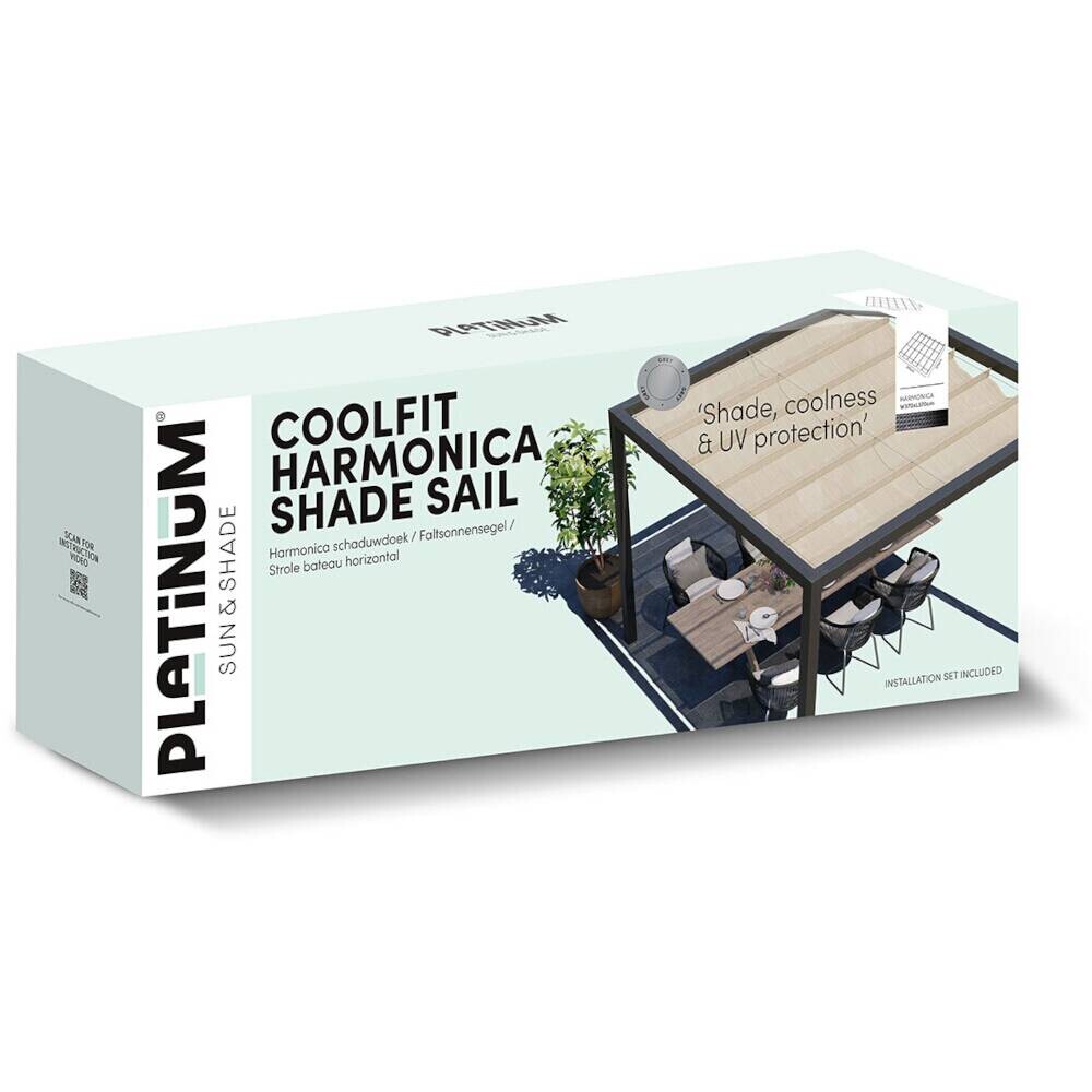 PLATINUM Faltsonnensegel Coolfit grau Polyethylen B/H/L: ca. 370x1x370 cm