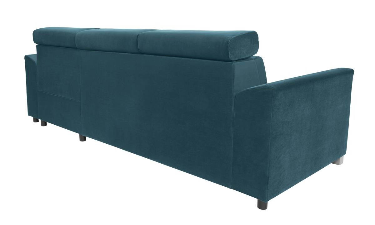 Ecksofa mit Bettfunktion und Bettkasten petrol Microfaser B/H/T: ca. 243x85x186 cm