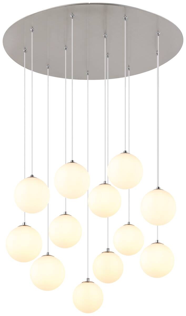 GLOBO Deckenleuchte Opal nickel matt schwarz Glas Metall Kunststoff H/D: ca. 120x75 cm G9 12 Brennstellen