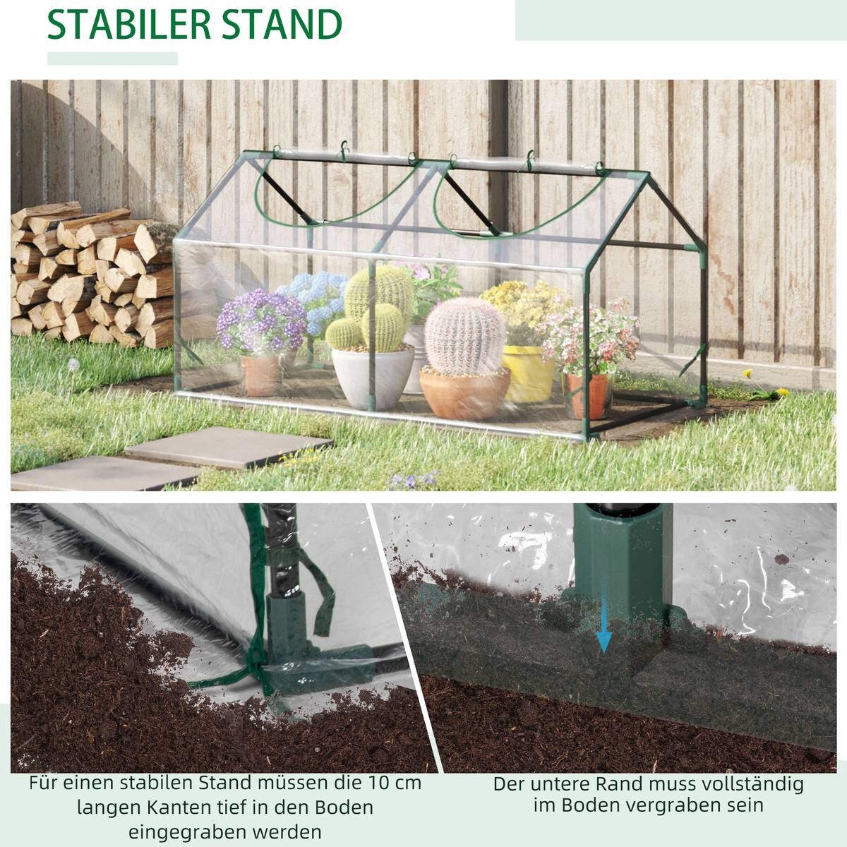 Outsunny Gewächshaus B/H/L: ca. 60x60x120 cm