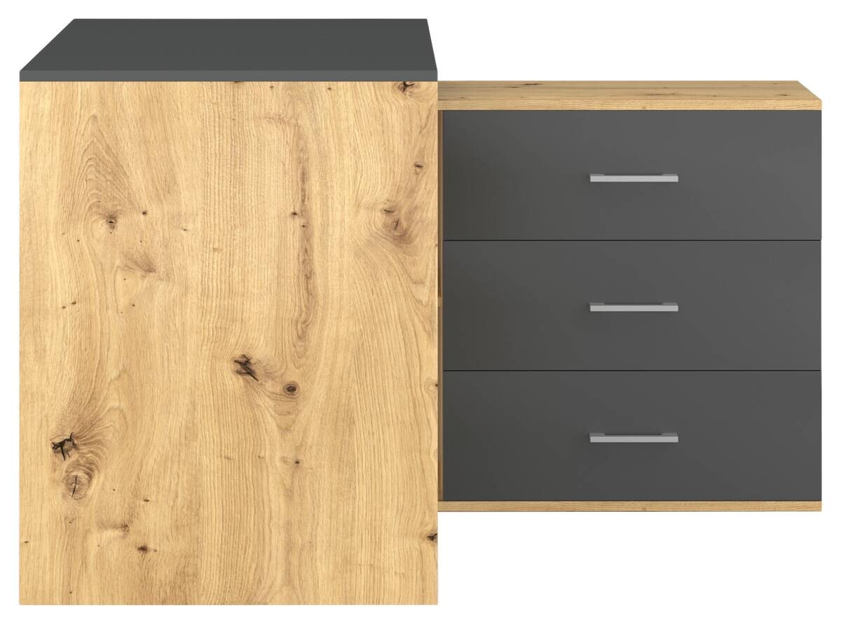 Schreibtisch KURT Eiche Artisan Nachbildung anthrazit B/H/T: ca. 120x75,4x122 cm