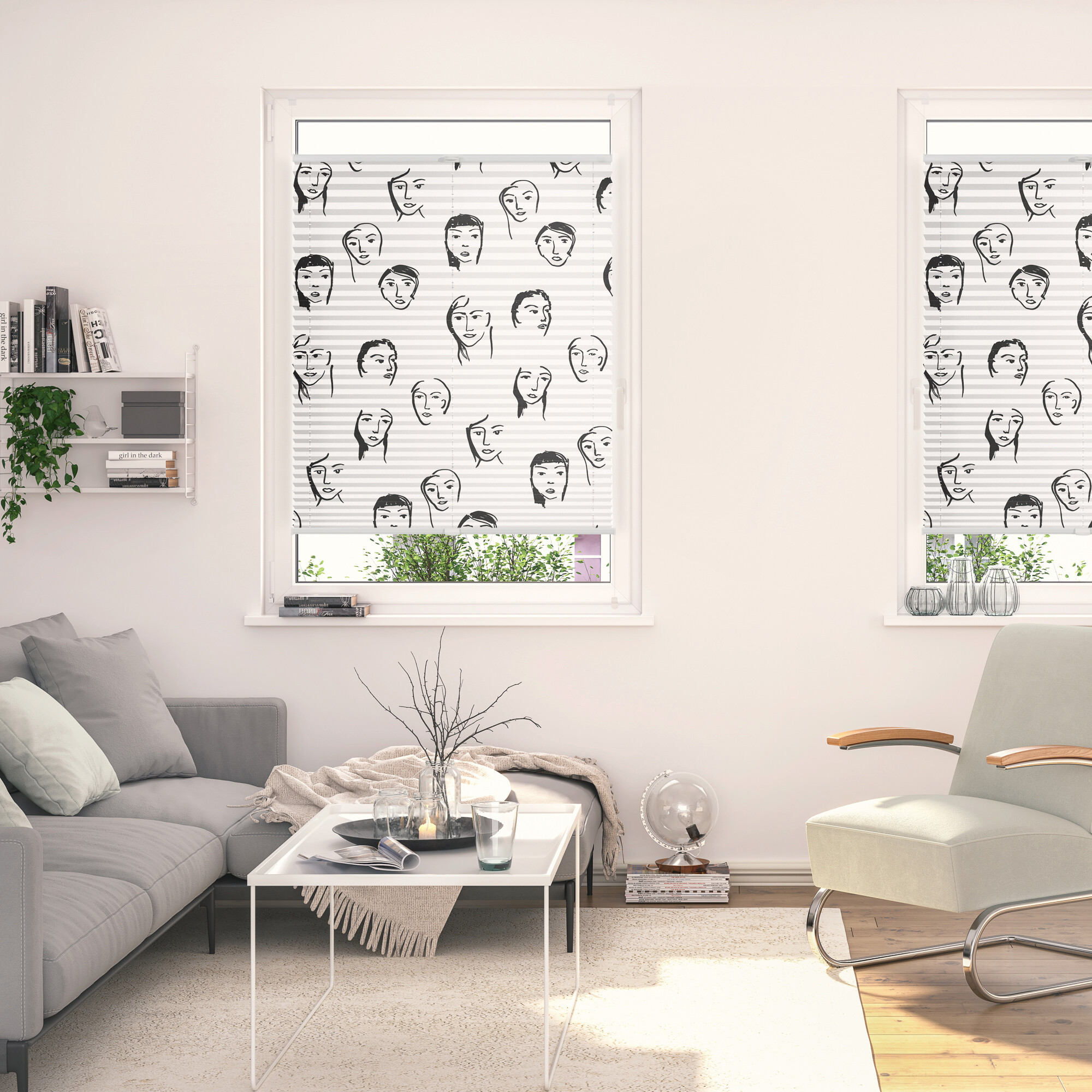 LICHTBLICK Spannplissee Faces schwarz B/L: ca. 60x130 cm