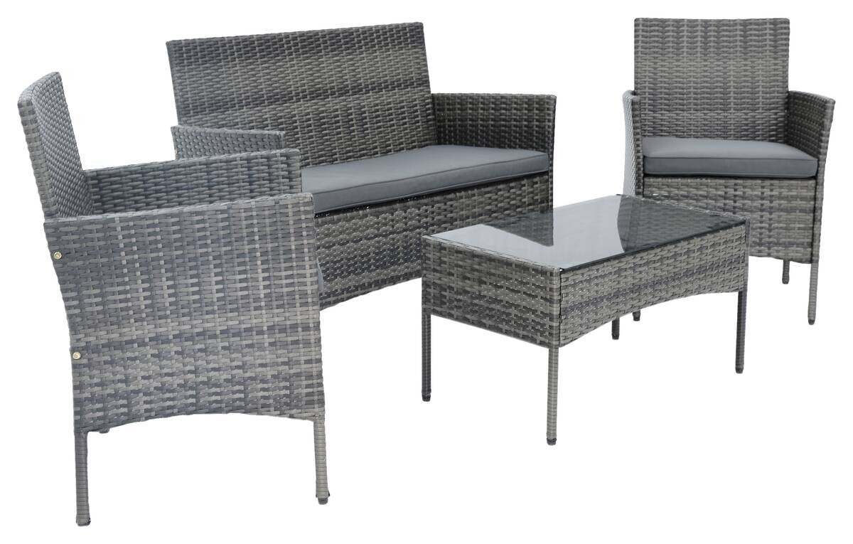 POCOline Gartensitzgruppe Valencia grau Polyrattangeflecht